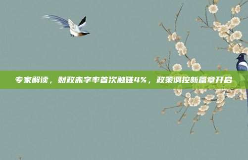 专家解读，财政赤字率首次触碰4%，政策调控新篇章开启